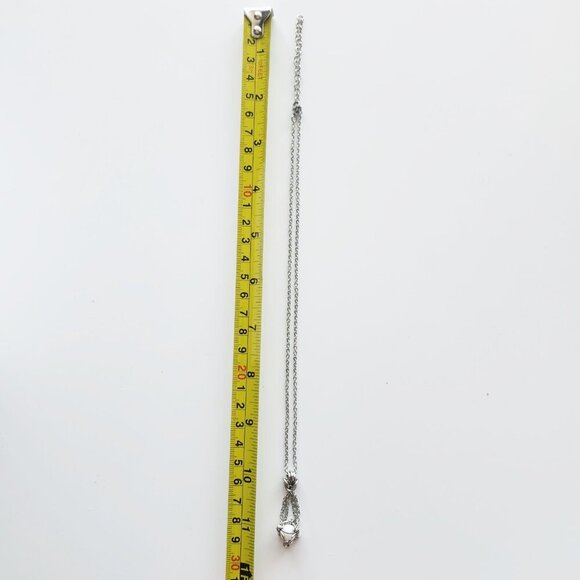 Antique white pearl and silver basket necklace with a small silver chain - Picture 5 of 8